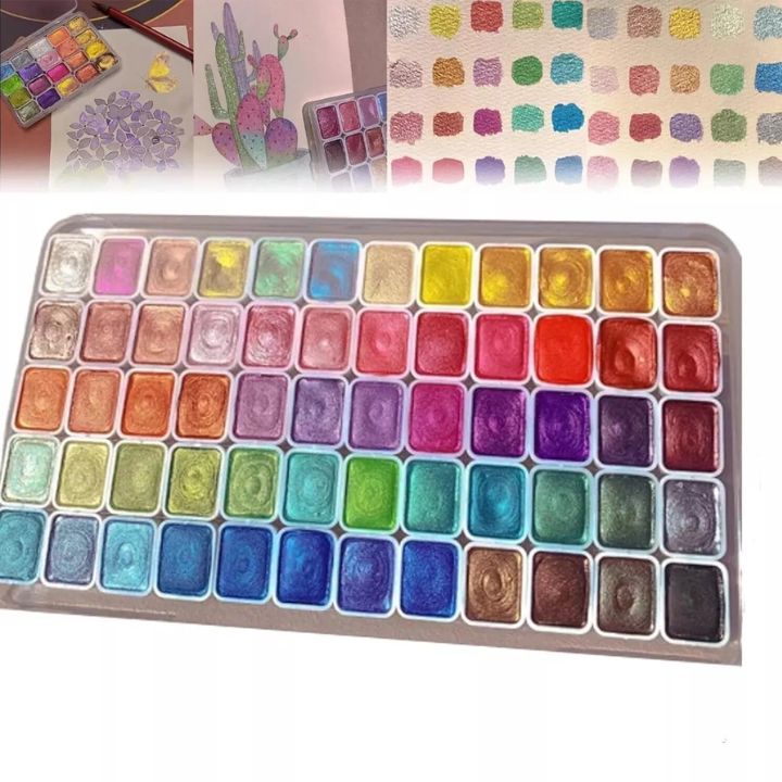 60 Pearl Powder Watercolor Set – Lustrous Pigments for Stunning Effects Homezys