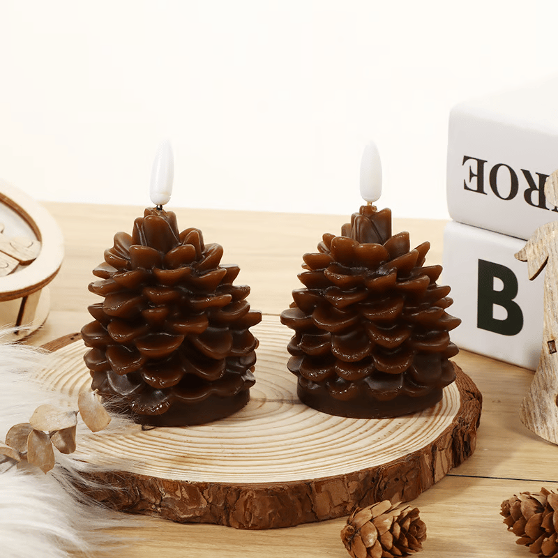 Battery-Operated Pine Cone Candle — Safe Flameless LED Light Homezys