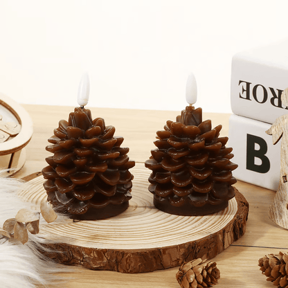 Battery-Operated Pine Cone Candle — Safe Flameless LED Light Homezys