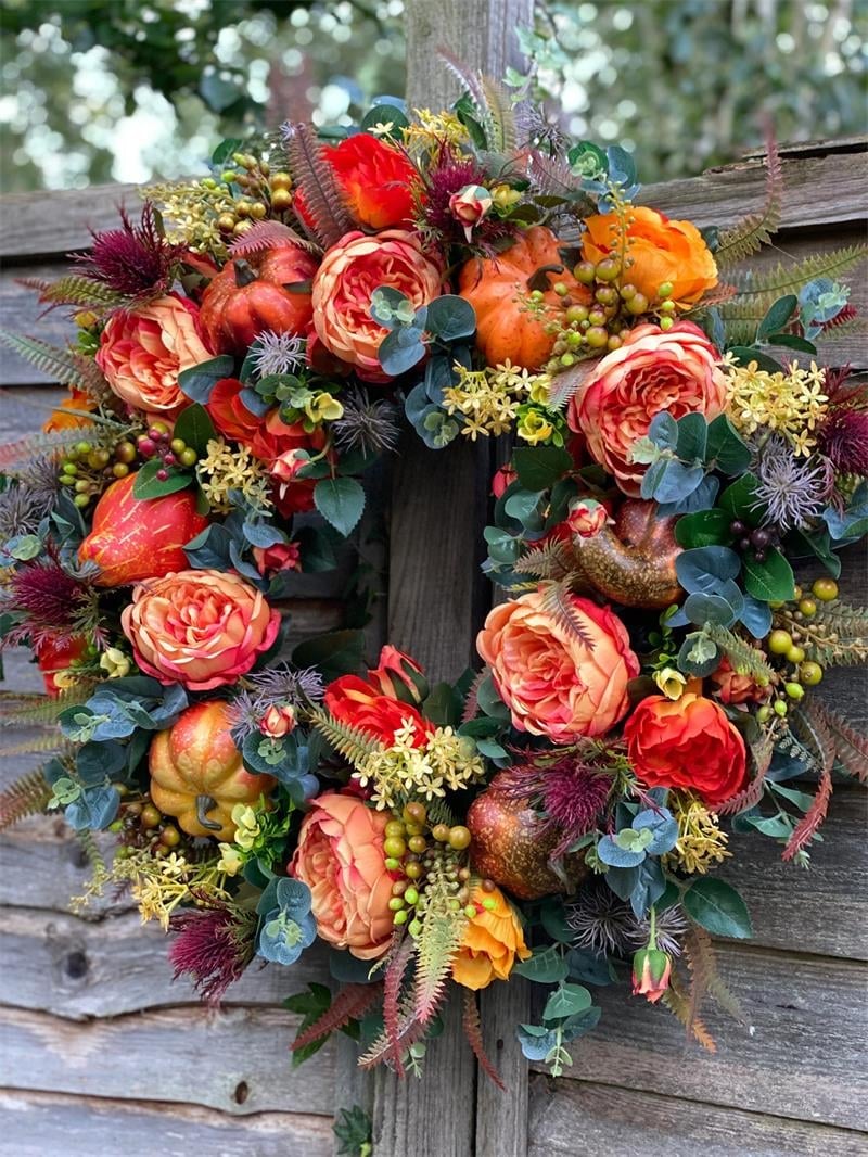 Herbstkranz mit Blumen & Kürbis — Wärmt Herz & heißt Gäste willkommen Mivoza Deutschland