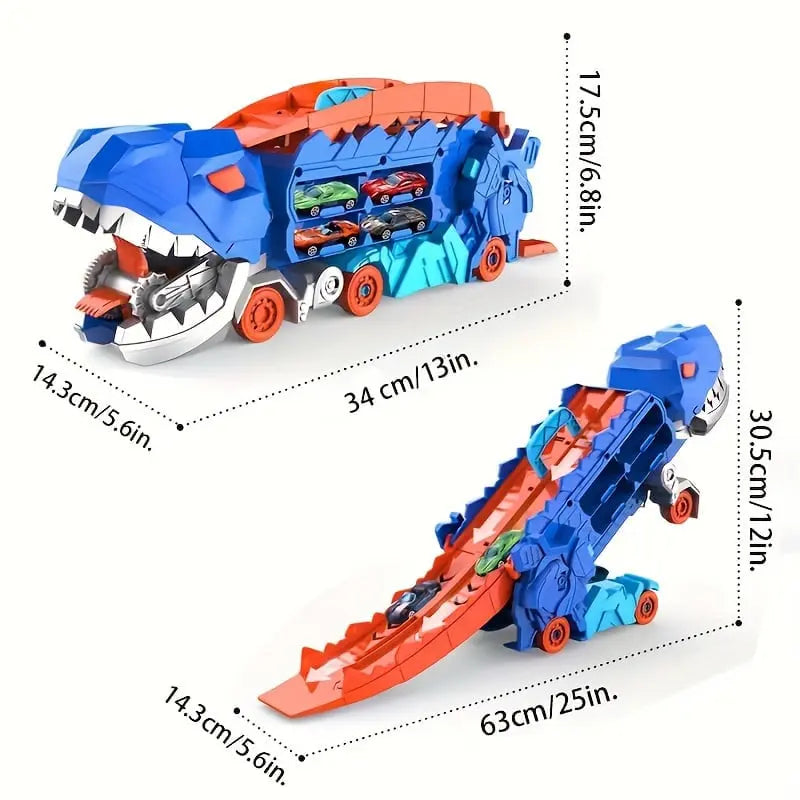Dinosaur Transporter – Foldable Race Track with Metal Cars Homezys