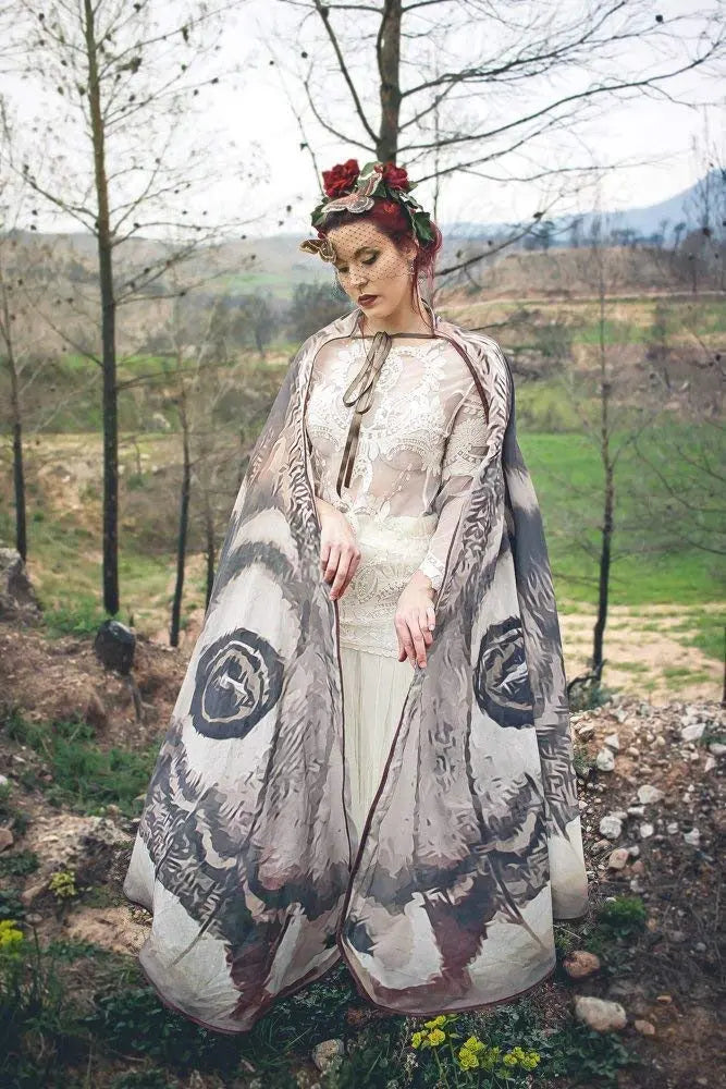 Elegant Grey Moth Cape – Perfect for Parties, Festivals & Photoshoots Homezys