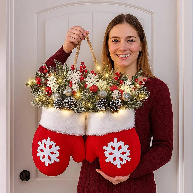 🔥Twinkling Christmas Mitten Wreath Mivoza Deutschland