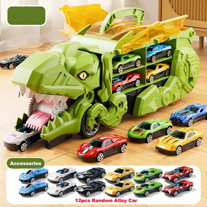 Dinosaur Transporter – Foldable Race Track with Metal Cars Homezys