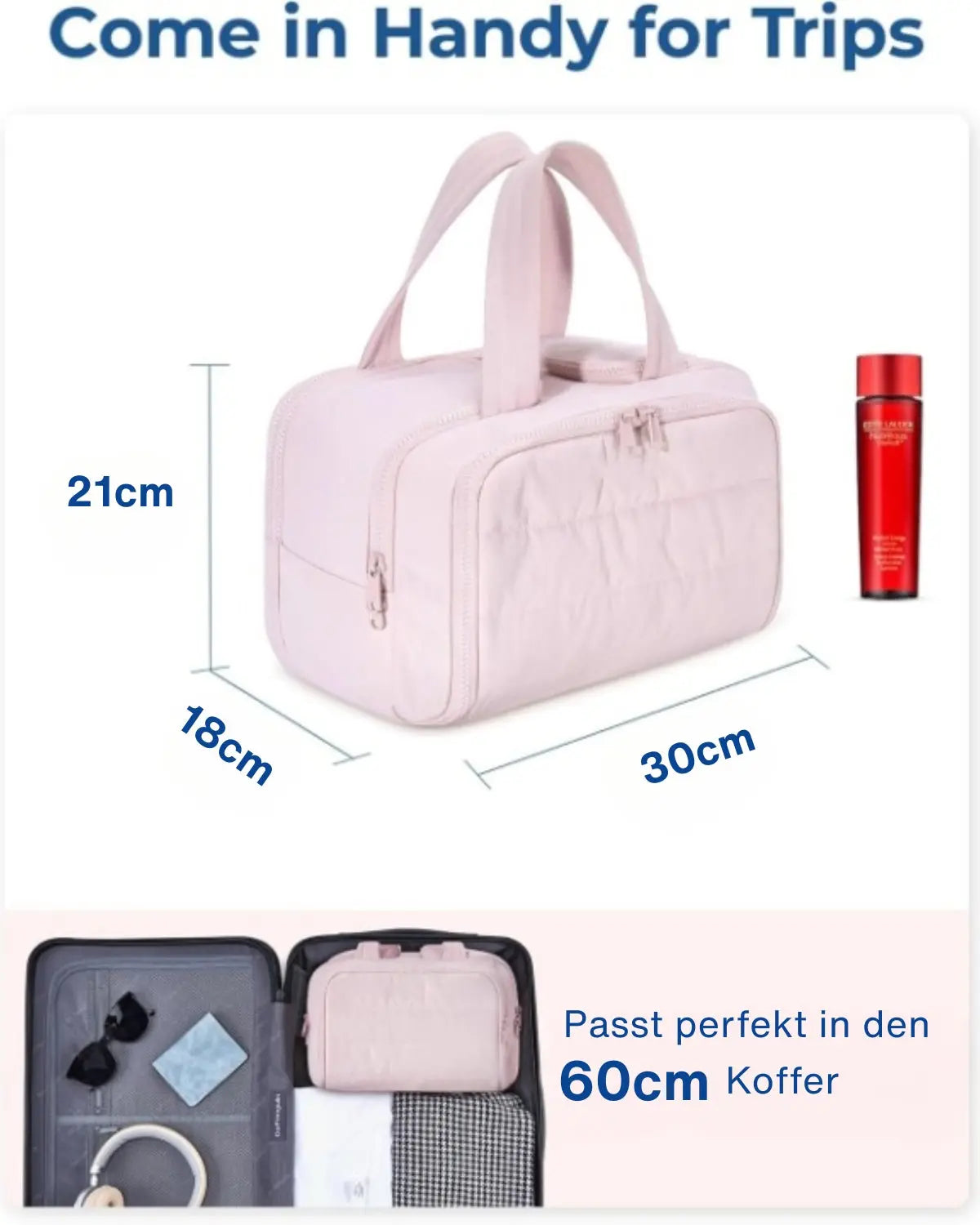 Large, wide-opening travel cosmetics bag with high capacity Zorenza
