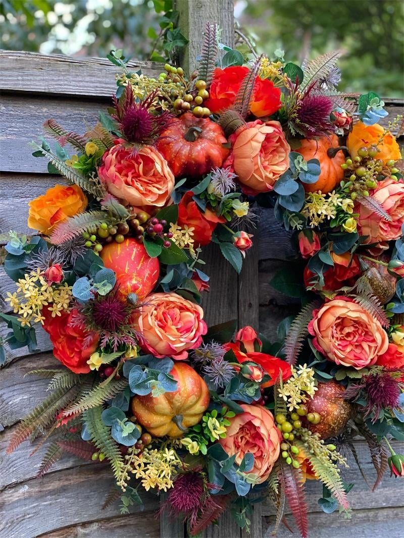 Herbstkranz mit Blumen & Kürbis — Wärmt Herz & heißt Gäste willkommen Mivoza Deutschland