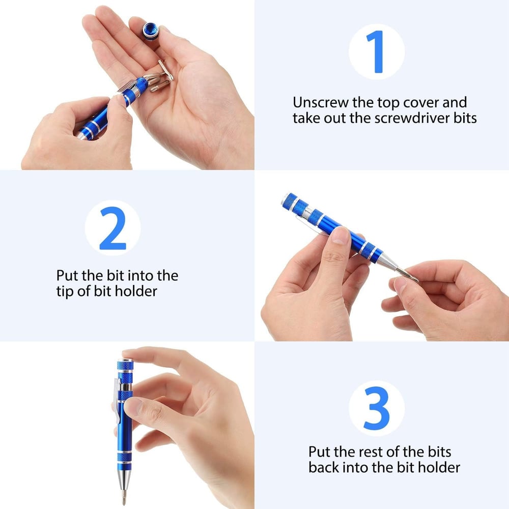 Multi-Bit Mini Screwdriver – Compact Repair Tool Made of Aluminum Alloy Homezys