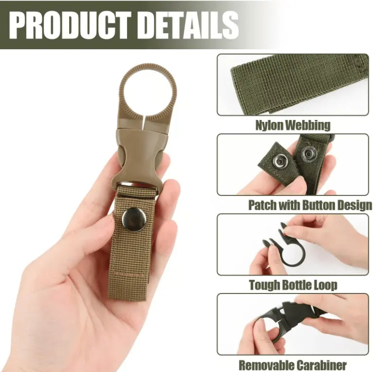 Nylon Water Bottle Buckle Holder Hook (4 Colors/Set) Zorenza