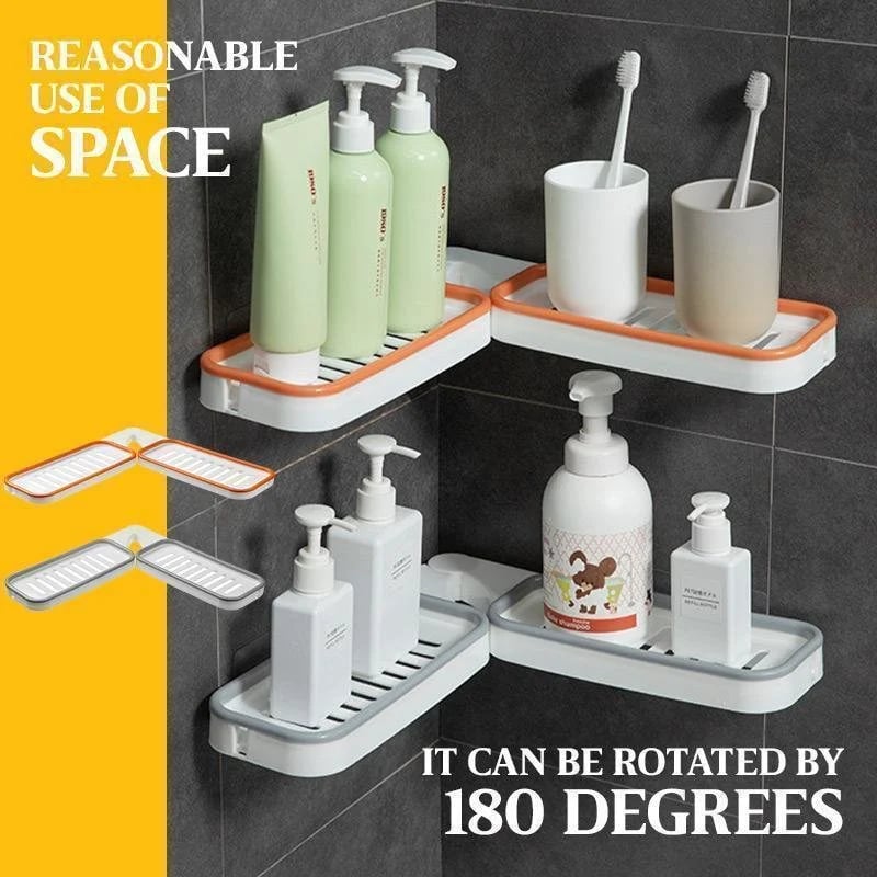 Rotatable Bathroom Corner Shelf — Drill-Free Storage Stand with Drainage Holes Homezys