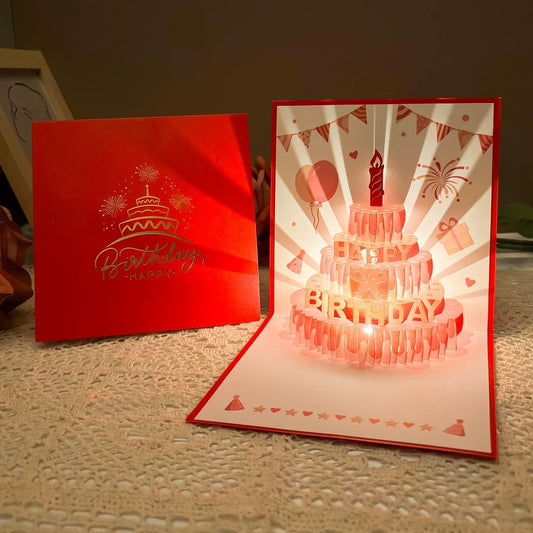 3D Pop-up Birthday Card – Handmade Greeting Card with LED Light and Music Homezys