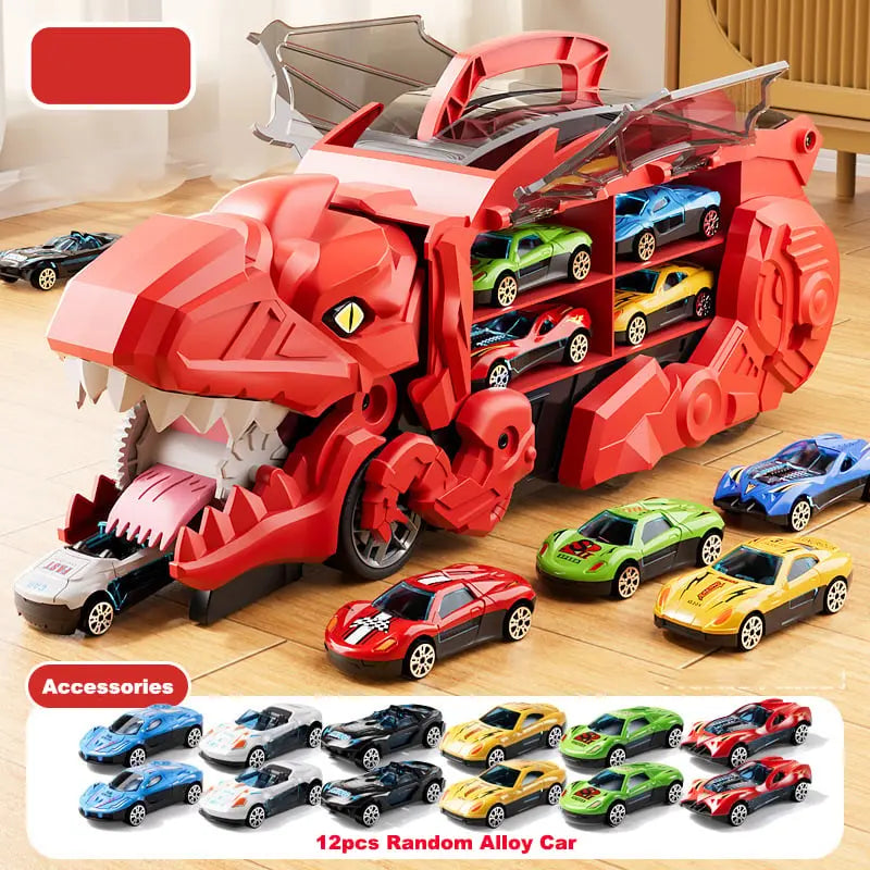 Dinosaur Transporter – Foldable Race Track with Metal Cars Homezys