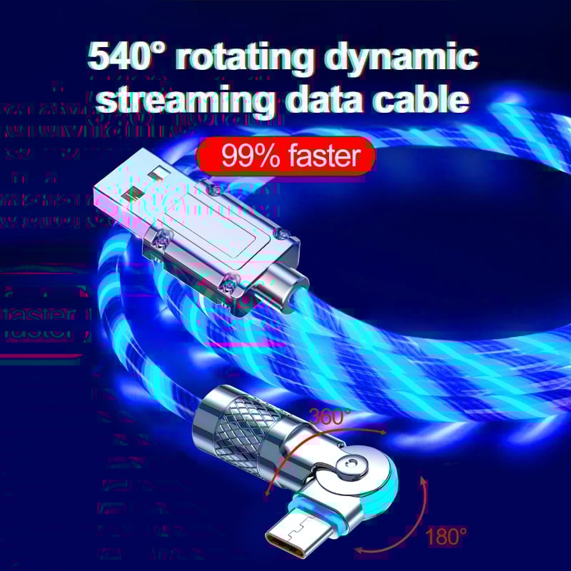 Rotatable Charging Cable — 540° Fast Charging with LED Light Homezys