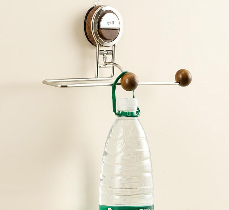 Drill-Free Paper Towel Holder – Kitchen Organizer with Suction Cup and Spring Rod Homezys