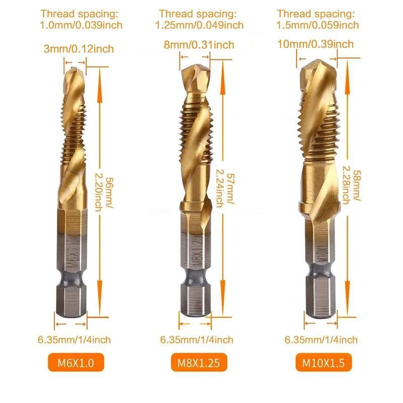 3 In 1 Spiral Tap Hex Shank Drill Bit Set Mivoza Deutschland