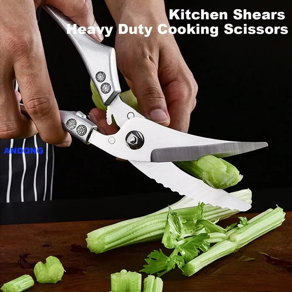 Stainless Steel Poultry Shears Extra Strong – Cuts Bones, Meat & Fish Homezys