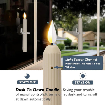 Flameless LED Window Candles with Twilight Sensor, Set of 6 Homezys