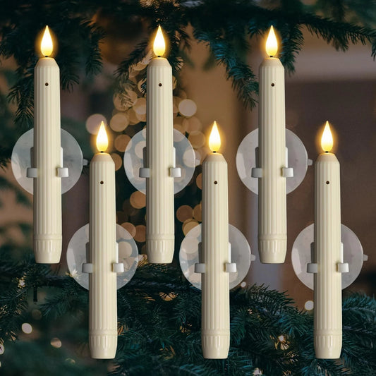 Flameless LED Window Candles with Twilight Sensor, Set of 6 Homezys