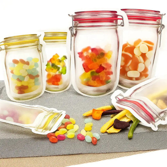 Ziplock Bags in Mason Jar Style – Reusable & Leak-Proof Homezys