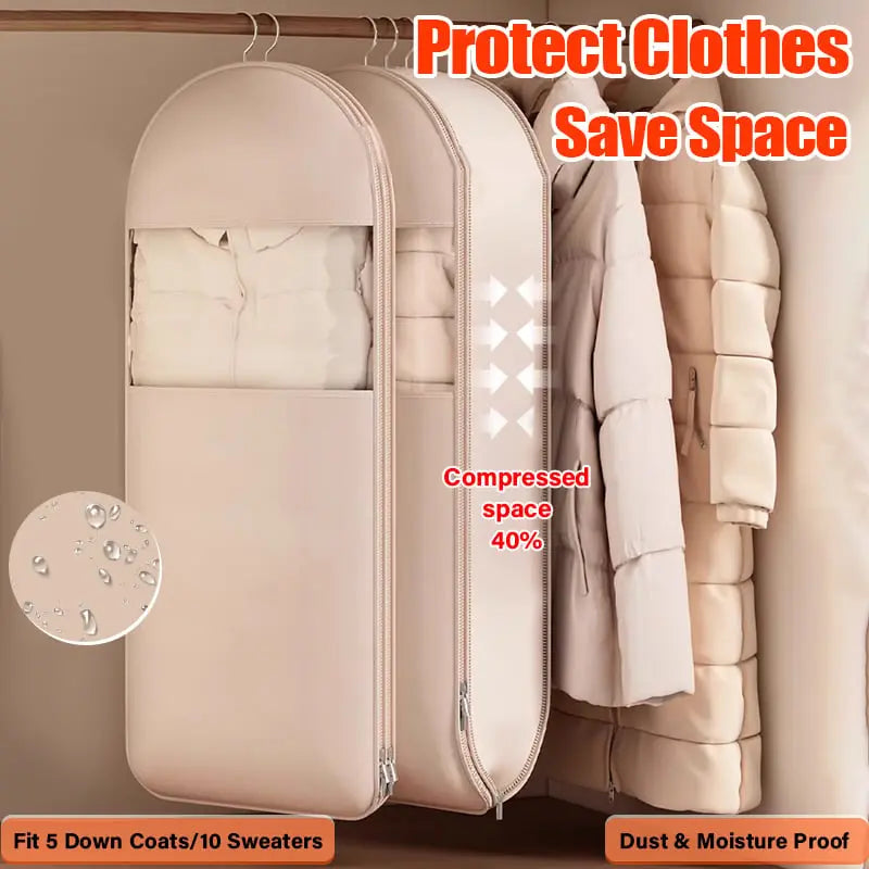 🔥2025 Space Saving Hanging Garment Bag with Self Compression Zipper Zorenza