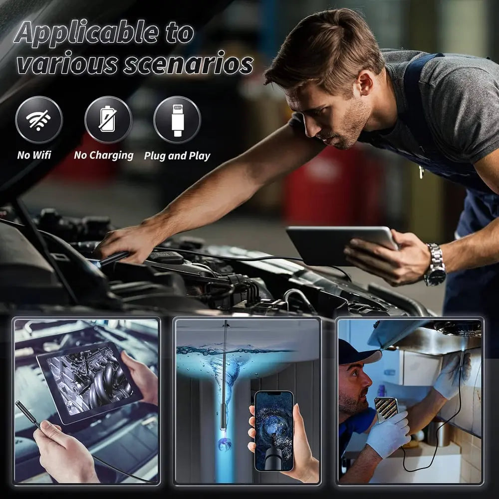 Waterproof Endoscope Camera — HD Inspection Camera with 5m Cable Homezys