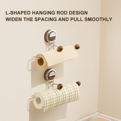 Drill-Free Paper Towel Holder – Kitchen Organizer with Suction Cup and Spring Rod Homezys