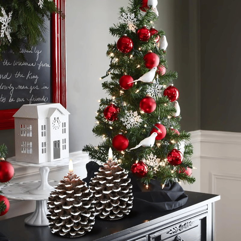 Battery-Operated Pine Cone Candle — Safe Flameless LED Light Homezys