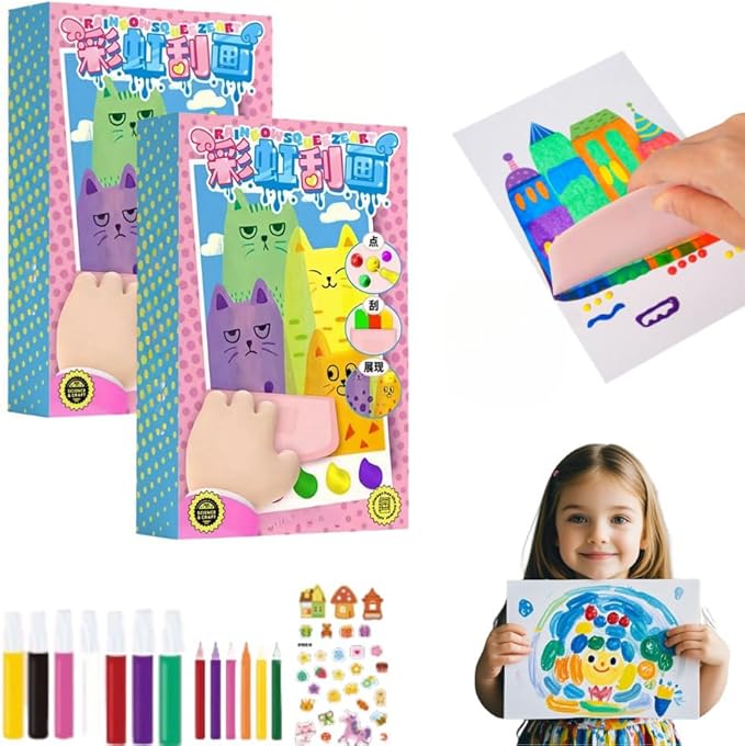 Squeegee Art Paint Kit – 35 Pieces Kids Dot Color Scratch Set Mivoza Deutschland