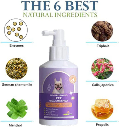 Natural Dental Spray for Pets - Eliminates bad breath, remove tartar & gum disease Homezys