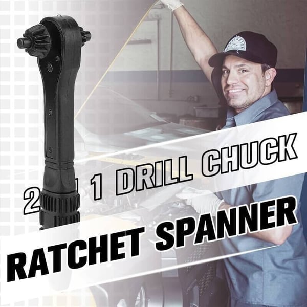 2-in-1 Drill Chuck Ratchet – Ratcheting Wrench Made of Steel with Non-Slip Handle Homezys