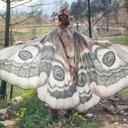 Elegant Grey Moth Cape – Perfect for Parties, Festivals & Photoshoots Homezys