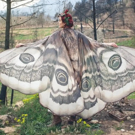 Elegant Grey Moth Cape – Perfect for Parties, Festivals & Photoshoots Homezys