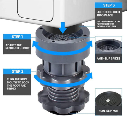 Height-adjustable Anti-vibration base for washing machines - 4 pieces Homezys
