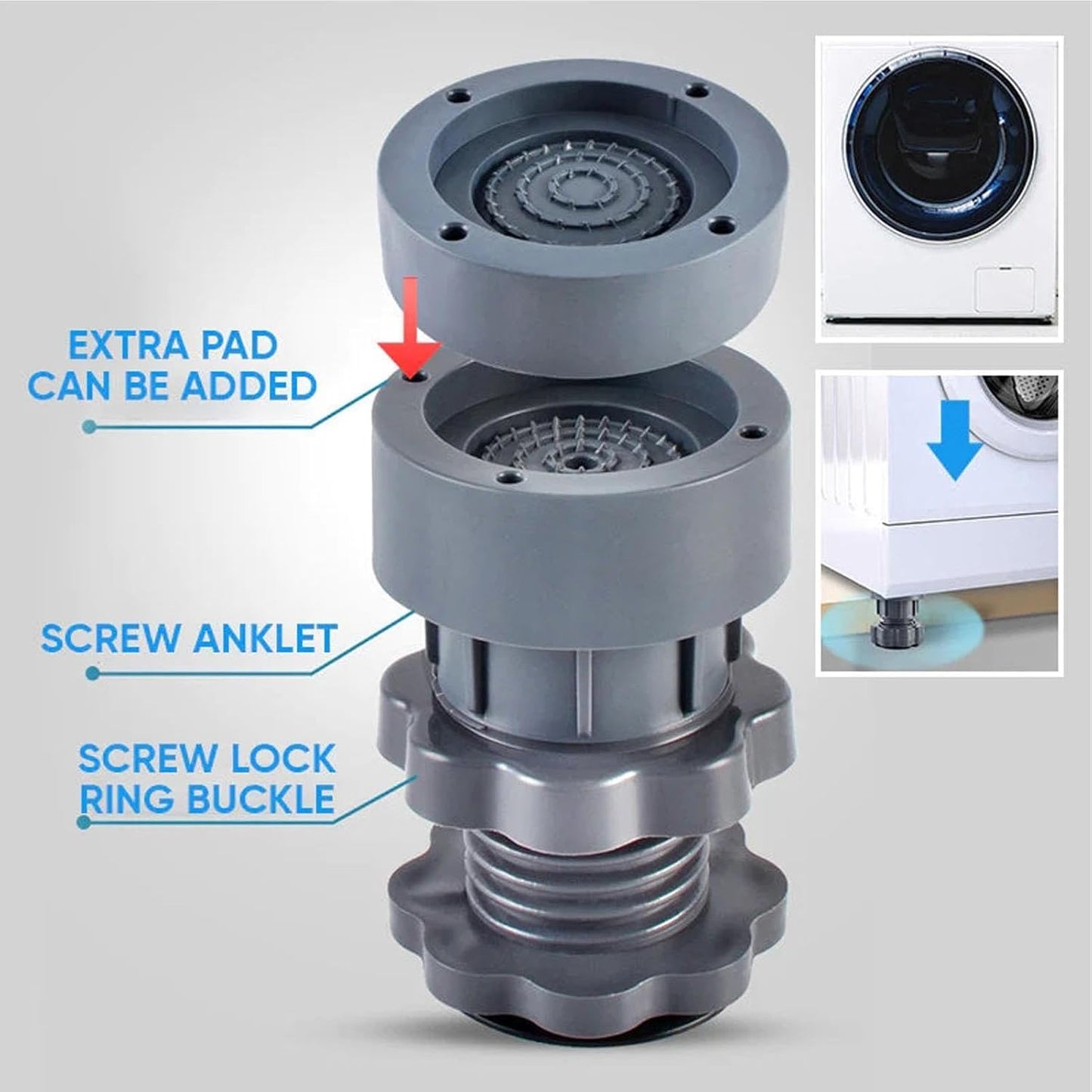 Height-adjustable Anti-vibration base for washing machines - 4 pieces Homezys