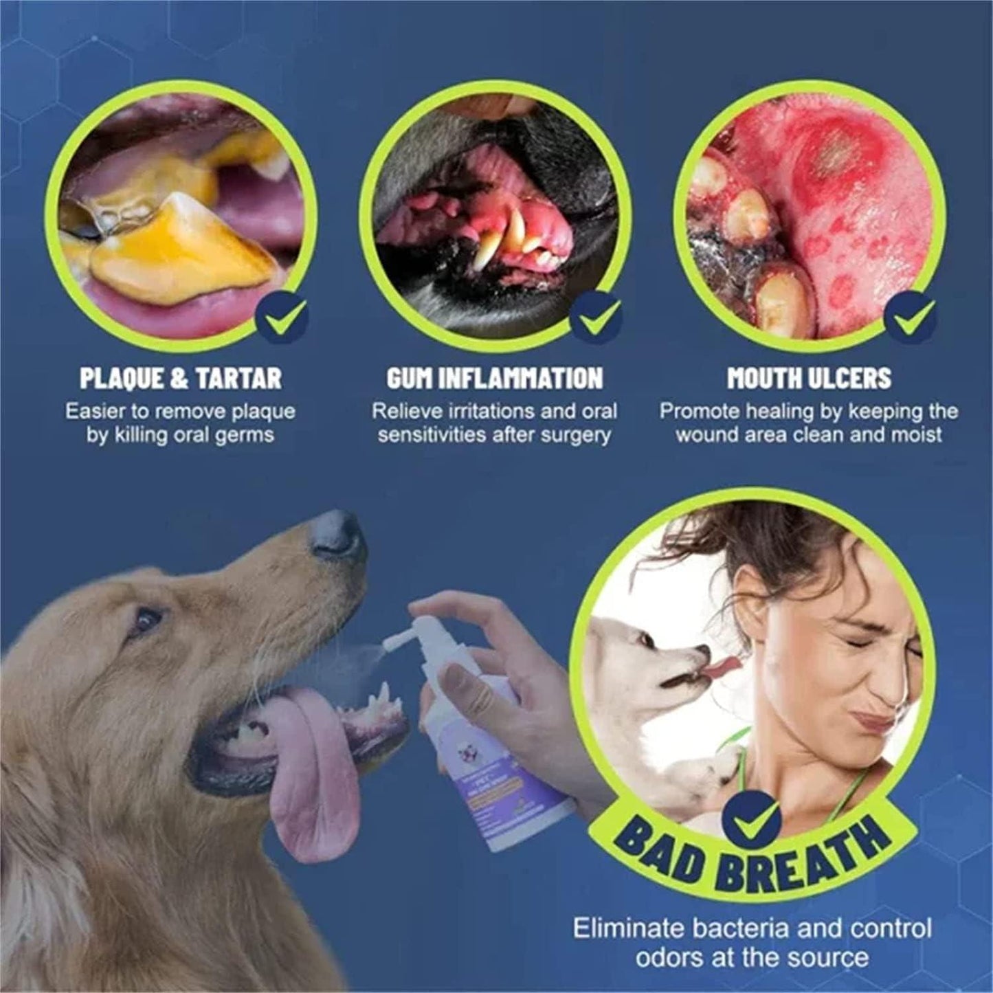 Natural Dental Spray for Pets - Eliminates bad breath, remove tartar & gum disease Homezys