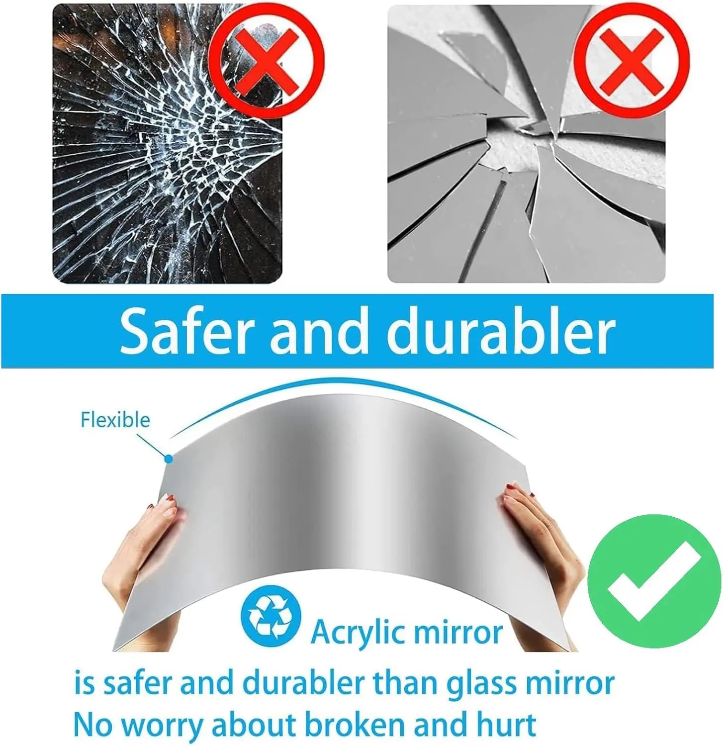 Ultra-flexible mirror - Safe and shatterproof Homezys