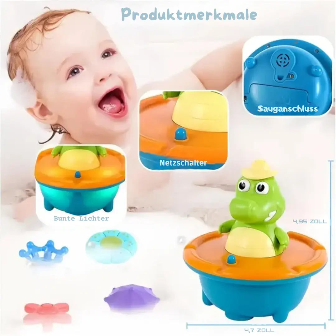LED Bath Fountain "Crocodile" – With Interchangeable Nozzles & Light Effect Homezys