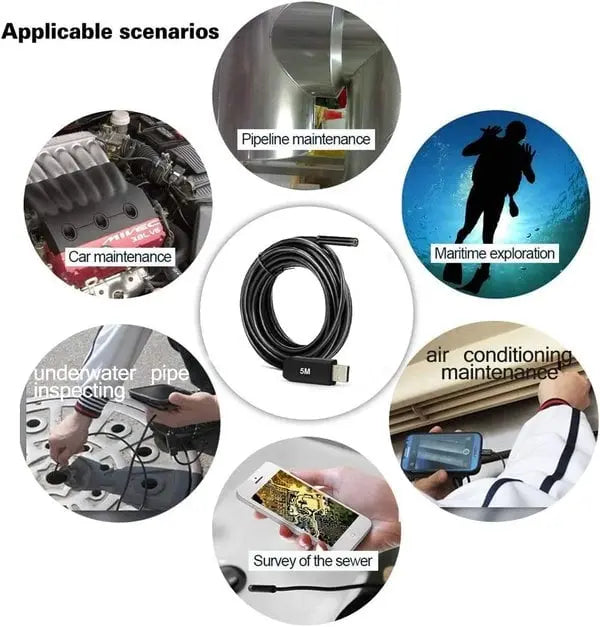 Waterproof Endoscope Camera — HD Inspection Camera with 5m Cable Homezys