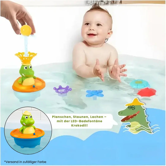 LED Bath Fountain "Crocodile" – With Interchangeable Nozzles & Light Effect Homezys