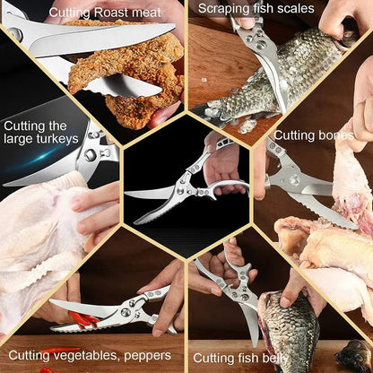 Stainless Steel Poultry Shears Extra Strong – Cuts Bones, Meat & Fish Homezys