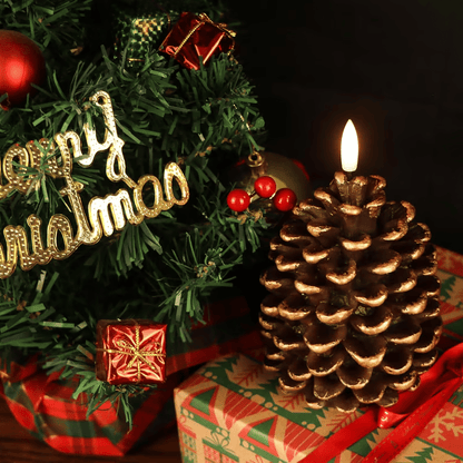 Battery-Operated Pine Cone Candle — Safe Flameless LED Light Homezys