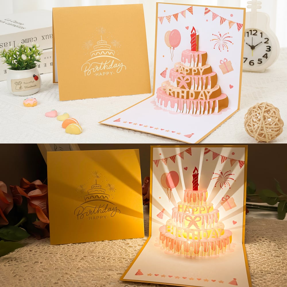 3D Pop-up Birthday Card – Handmade Greeting Card with LED Light and Music Homezys