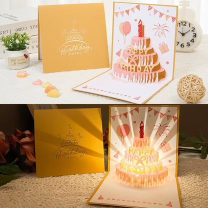 3D Pop-up Birthday Card – Handmade Greeting Card with LED Light and Music Homezys