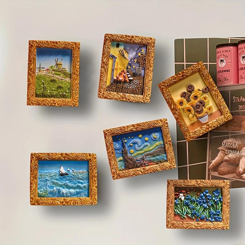Van Gogh Refrigerator Magnets with 3D Art Details Homezys