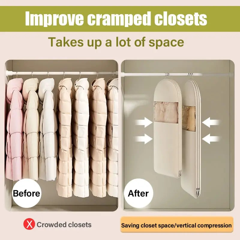 🔥2025 Space Saving Hanging Garment Bag with Self Compression Zipper Zorenza