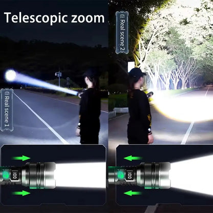 Ultra-Bright Waterproof Torch – Adjustable Zoom + Power Bank Homezys