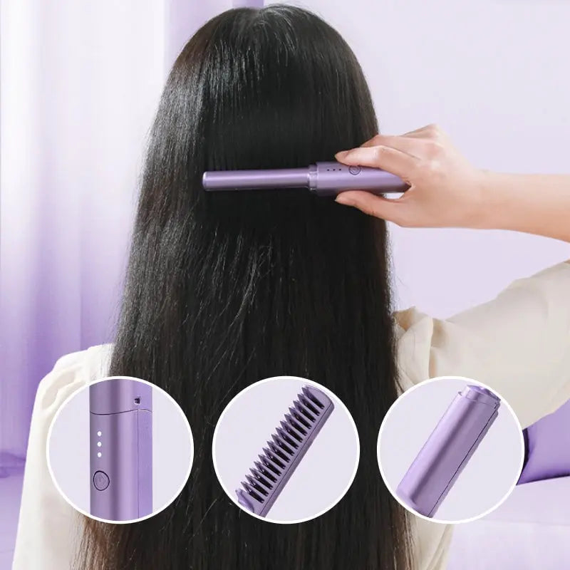 Portable Hair Straightening Brush – Comb & straightener in one for effortless styling on the go Homezys