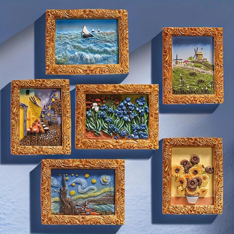 Van Gogh Refrigerator Magnets with 3D Art Details Homezys