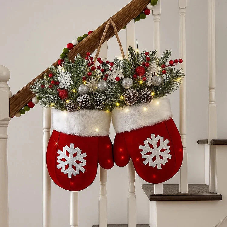 🔥Twinkling Christmas Mitten Wreath Mivoza Deutschland