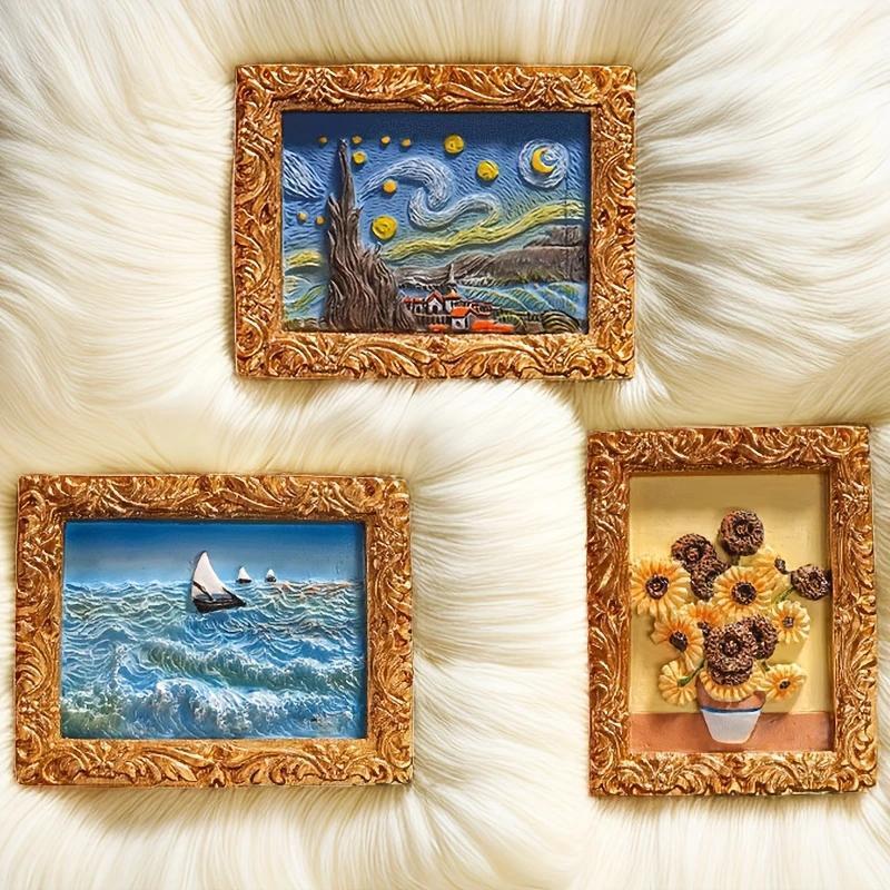 Van Gogh Refrigerator Magnets with 3D Art Details Homezys