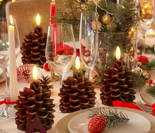 Battery-Operated Pine Cone Candle — Safe Flameless LED Light Homezys